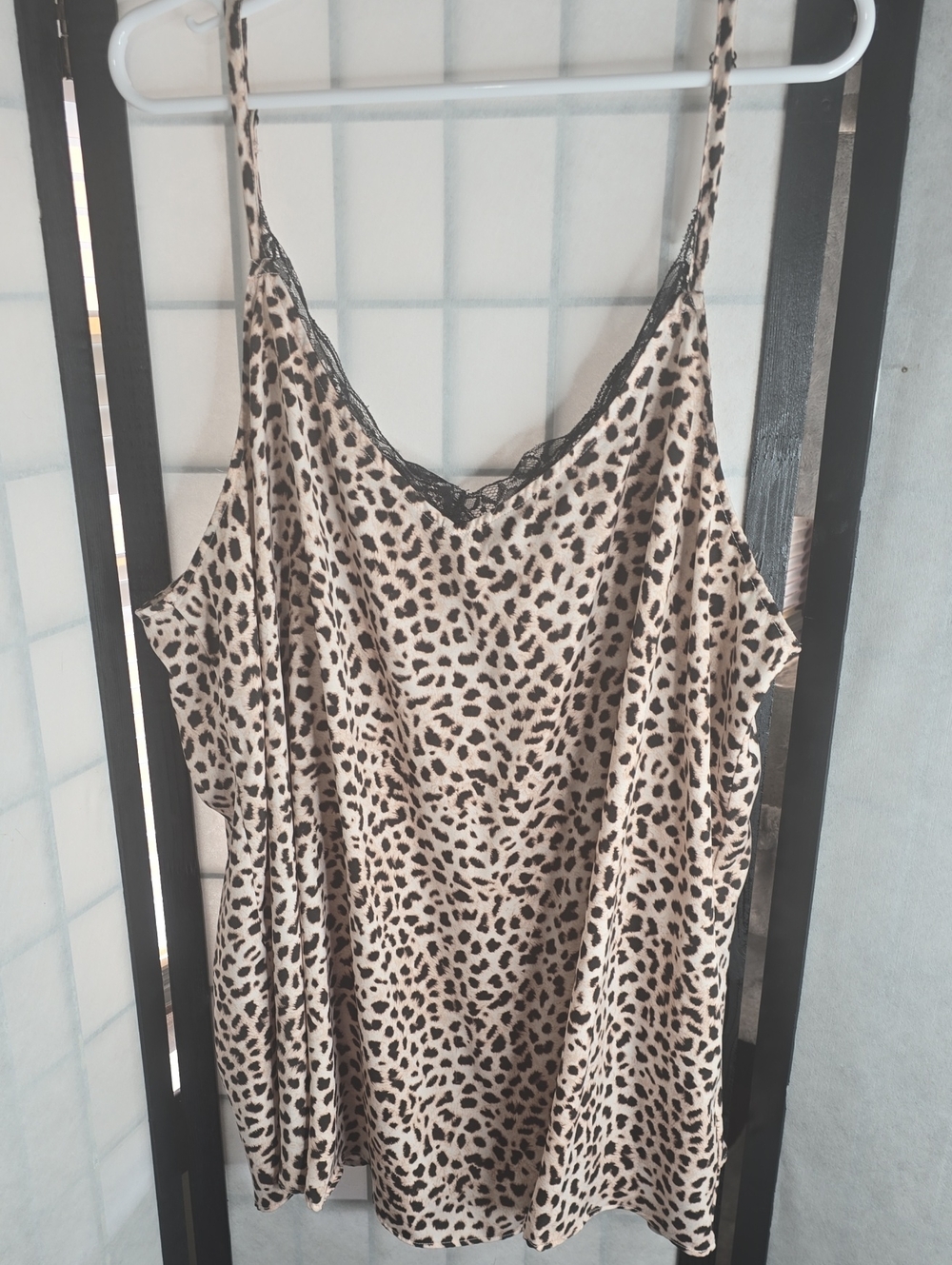 torrid Leopard Print Cami with Black Lace Trim - Beige/Black